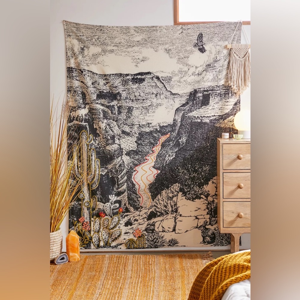 Embroidered Landscape Desert + Canyon Tapestry
